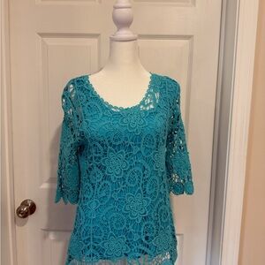 Teal Lace Women Top